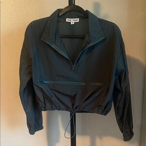 TIC TOC Dark Teal Green Cropped Windbreaker Jacket